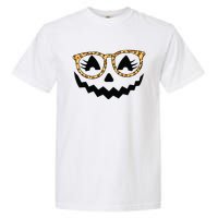 Jack O Lantern Face Pumpkin Halloween Leopard Print Glasses Garment-Dyed Heavyweight T-Shirt