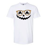 Jack O Lantern Face Pumpkin Halloween Leopard Print Glasses Softstyle CVC T-Shirt