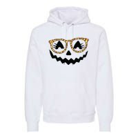 Jack O Lantern Face Pumpkin Halloween Leopard Print Glasses Premium Hoodie