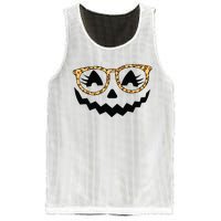 Jack O Lantern Face Pumpkin Halloween Leopard Print Glasses Mesh Reversible Basketball Jersey Tank