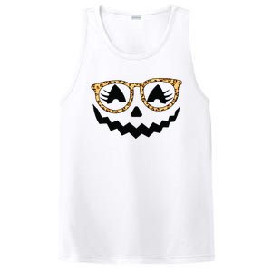 Jack O Lantern Face Pumpkin Halloween Leopard Print Glasses PosiCharge Competitor Tank