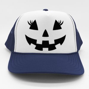 Jack O Lantern Face Pumpkin Eyelashes Hallowen Costume Funny Trucker Hat