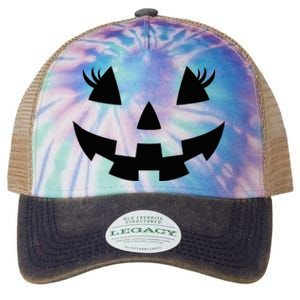 Jack O Lantern Face Pumpkin Eyelashes Hallowen Costume Funny Legacy Tie Dye Trucker Hat