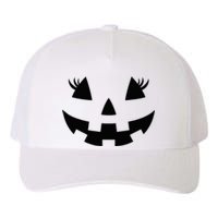 Jack O Lantern Face Pumpkin Eyelashes Hallowen Costume Funny Yupoong Adult 5-Panel Trucker Hat