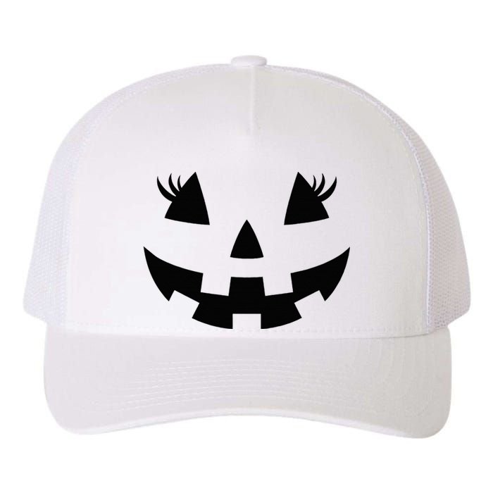 Jack O Lantern Face Pumpkin Eyelashes Hallowen Costume Funny Yupoong Adult 5-Panel Trucker Hat