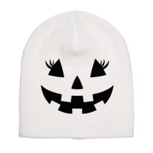 Jack O Lantern Face Pumpkin Eyelashes Hallowen Costume Funny Short Acrylic Beanie