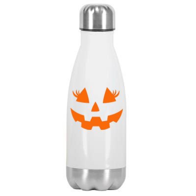 Jack O Lantern Eyelashes Pumpkin Face Halloween Gift Stainless Steel Insulated Water Bottle