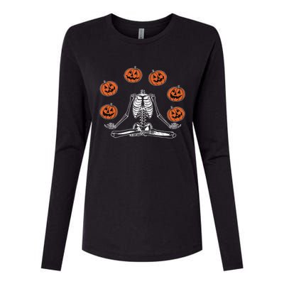 Jack O Lantern Stay Spooky Skeleton Yoga Namaste Halloween Gift Womens Cotton Relaxed Long Sleeve T-Shirt