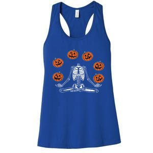 Jack O Lantern Stay Spooky Skeleton Yoga Namaste Halloween Gift Women's Racerback Tank