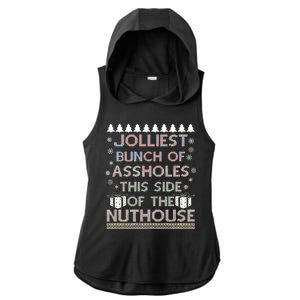 Jolliest Bunch of Assholes This Side of the Nuthouse Ugly Christmas Ladies PosiCharge Tri-Blend Wicking Draft Hoodie Tank