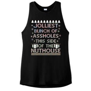 Jolliest Bunch of Assholes This Side of the Nuthouse Ugly Christmas Ladies PosiCharge Tri-Blend Wicking Tank