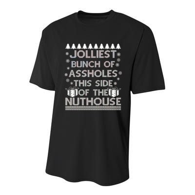 Jolliest Bunch of Assholes This Side of the Nuthouse Ugly Christmas Youth Performance Sprint T-Shirt