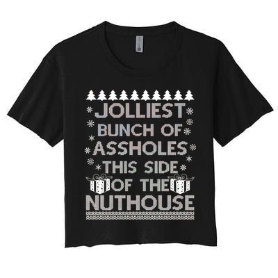 Jolliest Bunch of Assholes This Side of the Nuthouse Ugly Christmas Crop Top