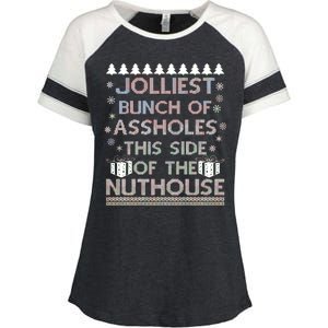 Jolliest Bunch of Assholes This Side of the Nuthouse Ugly Christmas Enza Ladies Jersey Colorblock Tee