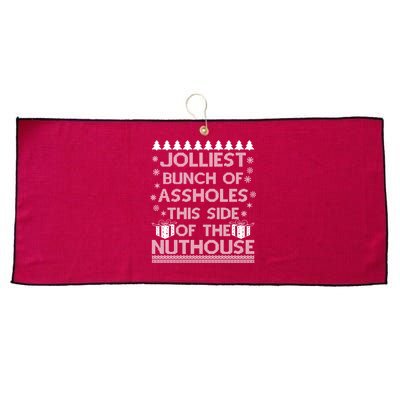 Jolliest Bunch of Assholes This Side of the Nuthouse Ugly Christmas Large Microfiber Waffle Golf Towel