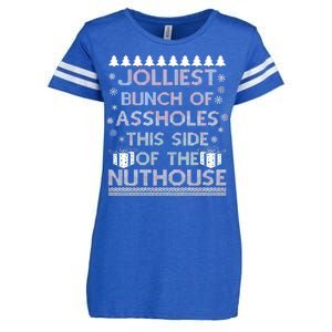 Jolliest Bunch of Assholes This Side of the Nuthouse Ugly Christmas Enza Ladies Jersey Football T-Shirt