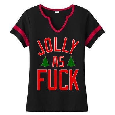 Jolly AF Funny Christmas Ladies Halftime Notch Neck Tee