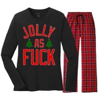 Jolly AF Funny Christmas Women's Long Sleeve Flannel Pajama Set 