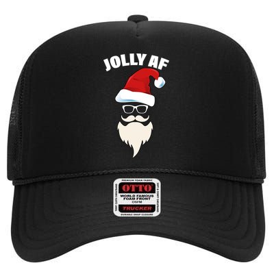 Jolly Af Hipster Santa High Crown Mesh Back Trucker Hat