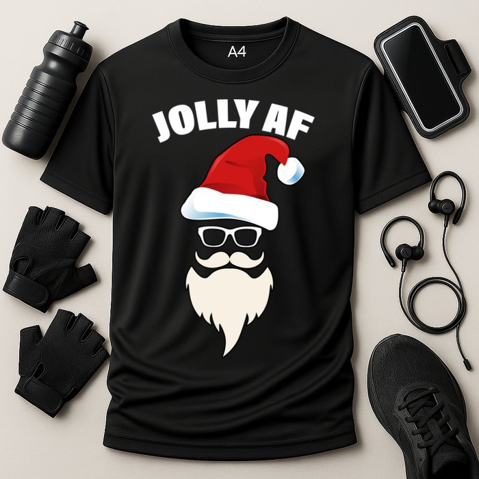 Jolly Af Hipster Santa Cooling Performance Crew T-Shirt