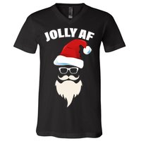 Jolly Af Hipster Santa V-Neck T-Shirt