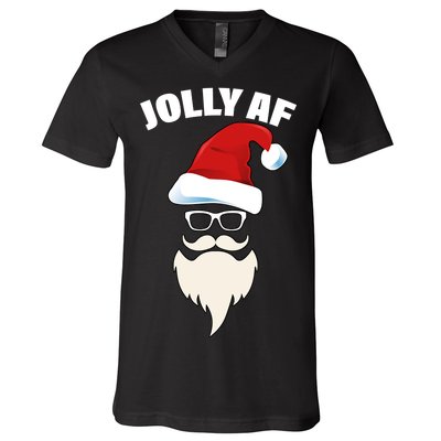 Jolly Af Hipster Santa V-Neck T-Shirt