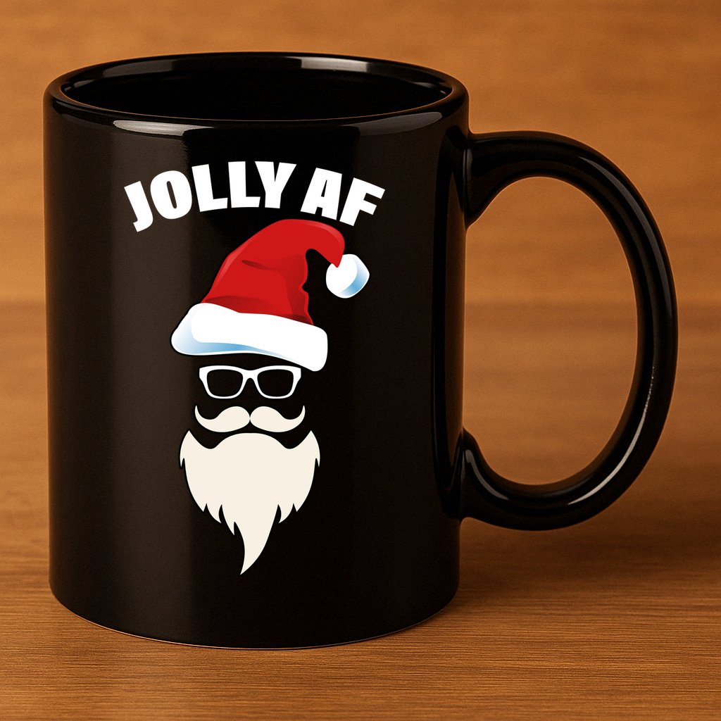 Jolly Af Hipster Santa 11oz C Handle Ceramic Mug