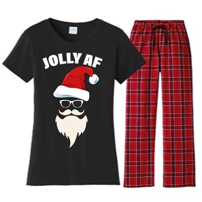 Jolly Af Hipster Santa Women's Flannel Pajama Set