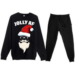 Jolly Af Hipster Santa Premium Crewneck Sweatsuit Set