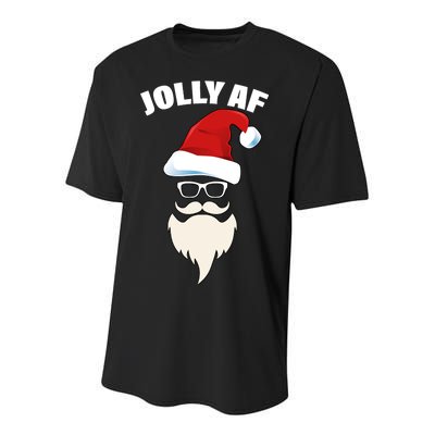 Jolly Af Hipster Santa Youth Performance Sprint T-Shirt