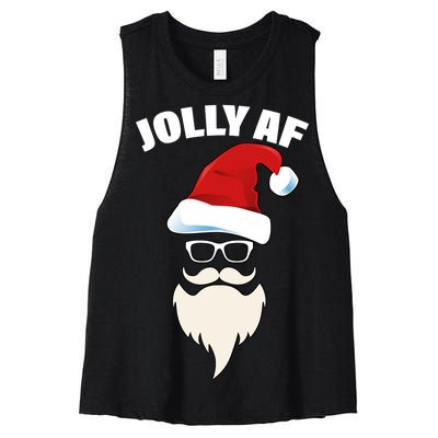 Jolly Af Hipster Santa Women's Racerback Cropped Tank