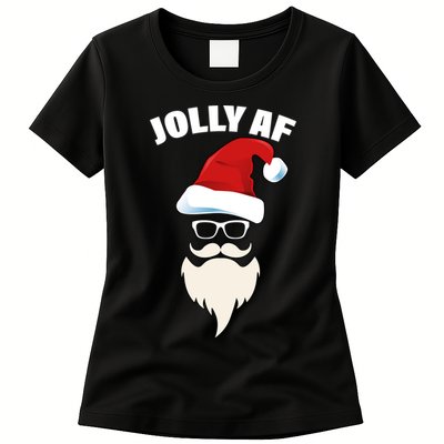 Jolly Af Hipster Santa Womens T-Shirt