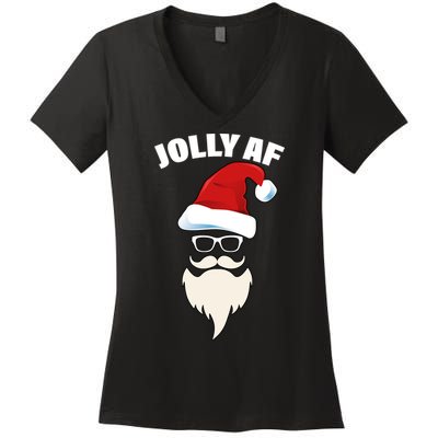 Jolly Af Hipster Santa Women's V-Neck T-Shirt