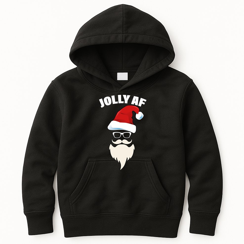 Jolly Af Hipster Santa Kids Hoodie