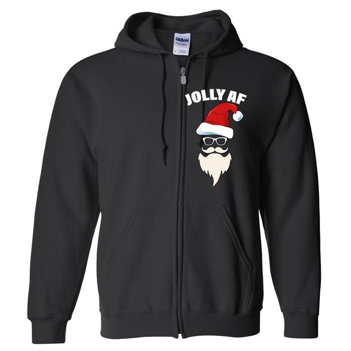 Jolly Af Hipster Santa Full Zip Hoodie