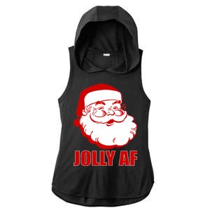 Jolly AF Santa Christmas Ladies PosiCharge Tri-Blend Wicking Draft Hoodie Tank