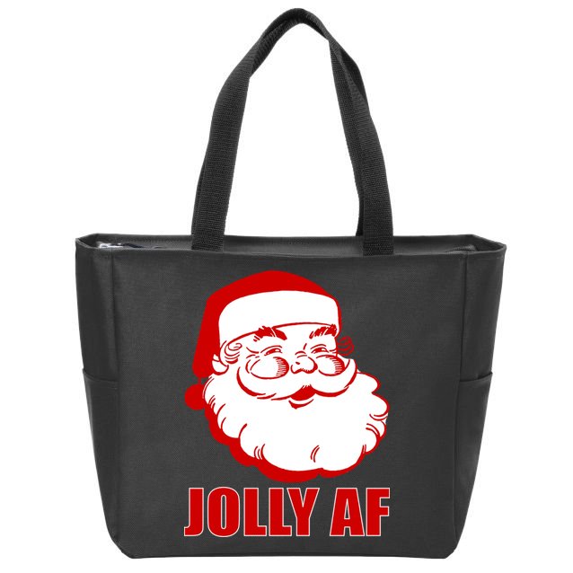 Jolly AF Santa Christmas Zip Tote Bag