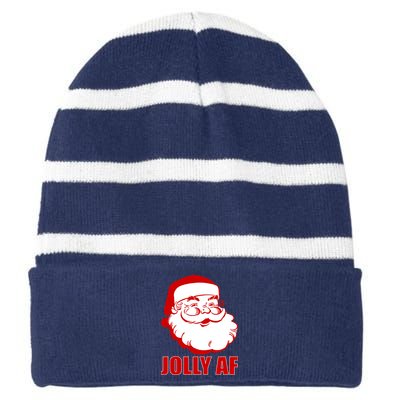 Jolly AF Santa Christmas Striped Beanie with Solid Band