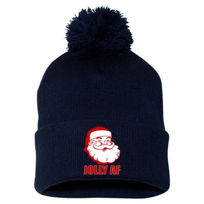 Jolly AF Santa Christmas Pom Pom 12in Knit Beanie