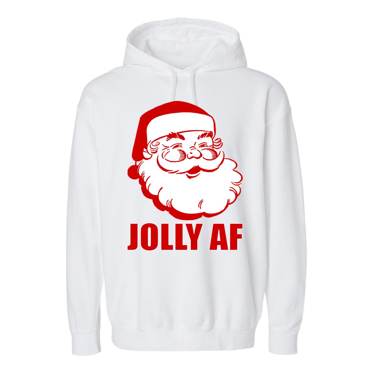 Jolly AF Santa Christmas Garment-Dyed Fleece Hoodie