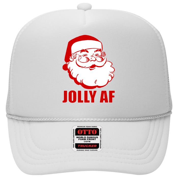 Jolly AF Santa Christmas High Crown Mesh Back Trucker Hat