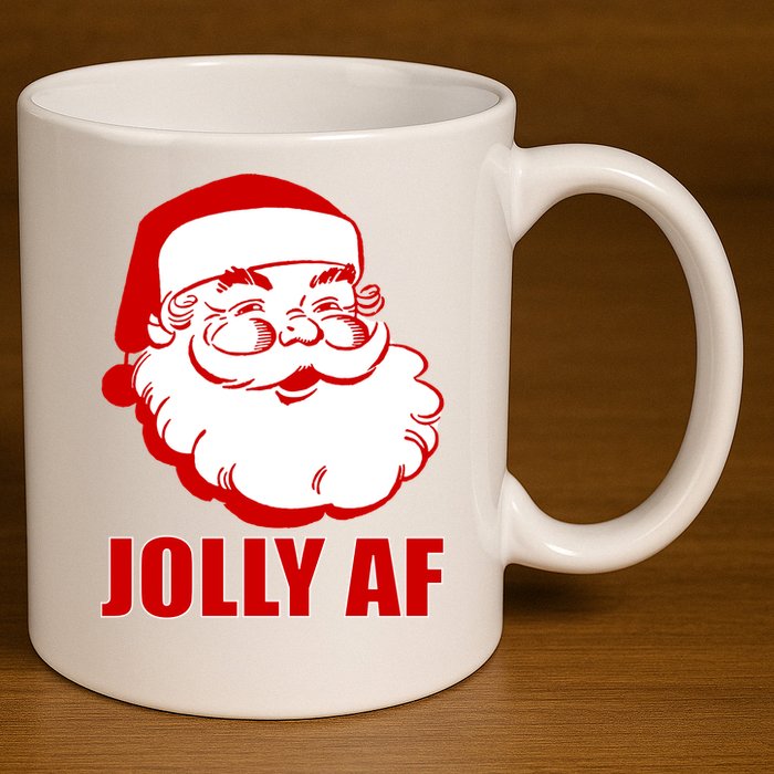 Jolly AF Santa Christmas 11oz C Handle Ceramic Mug