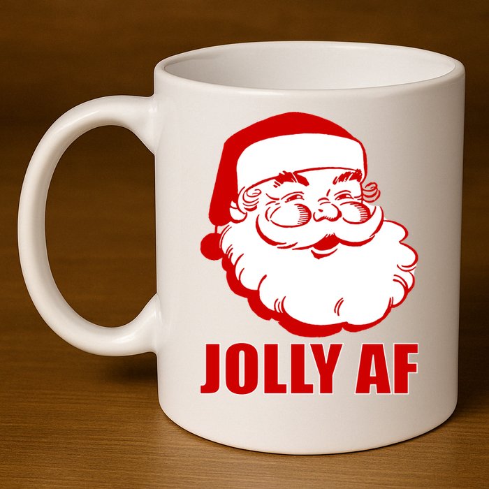 Jolly AF Santa Christmas 11oz C Handle Ceramic Mug