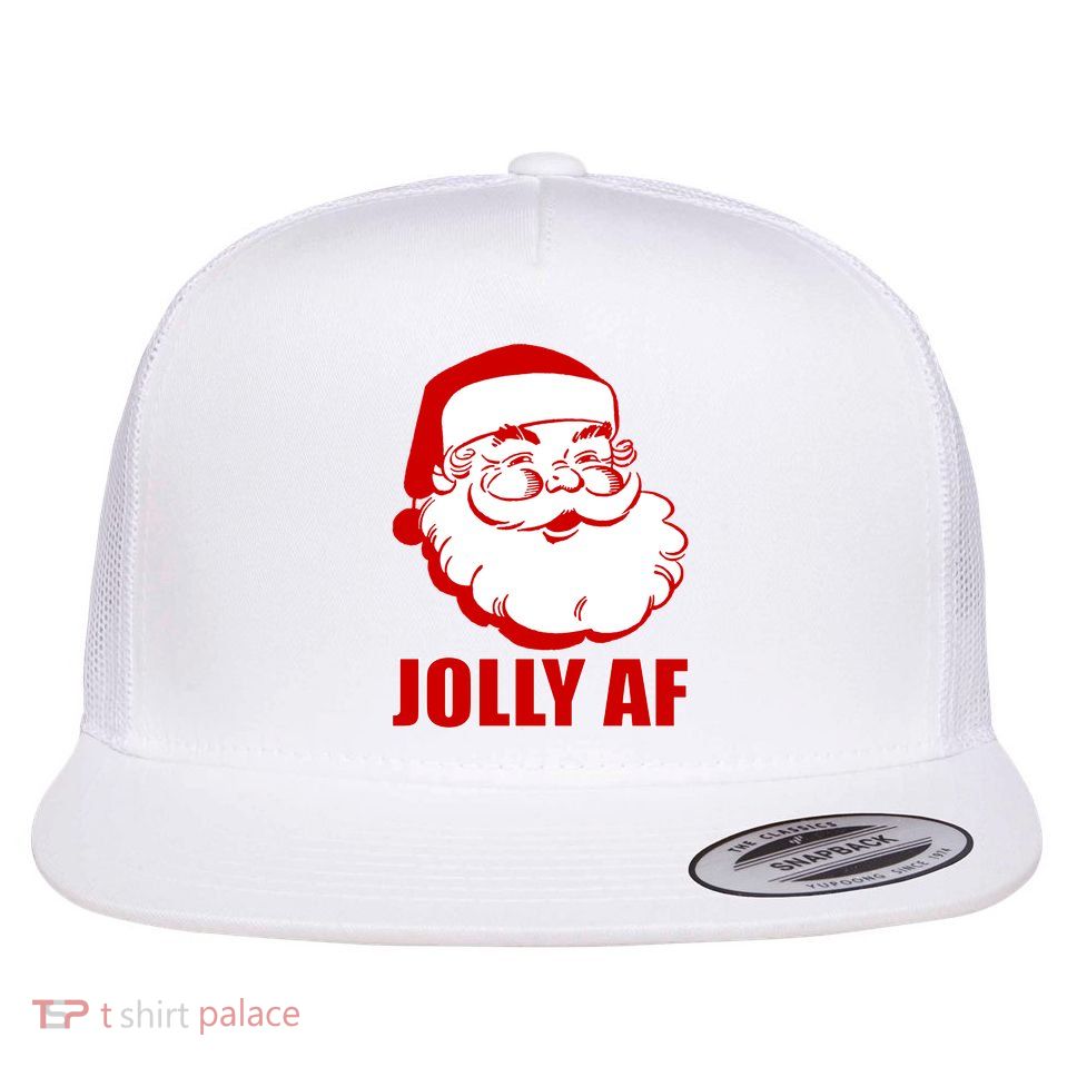 Jolly AF Santa Christmas Flat Bill Trucker Hat
