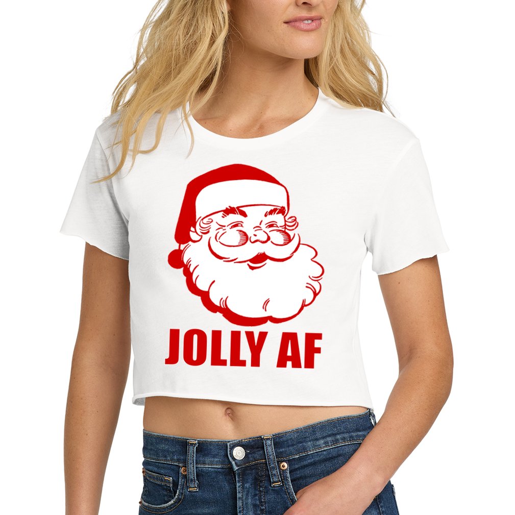 Jolly AF Santa Christmas Women's Crop Top Tee