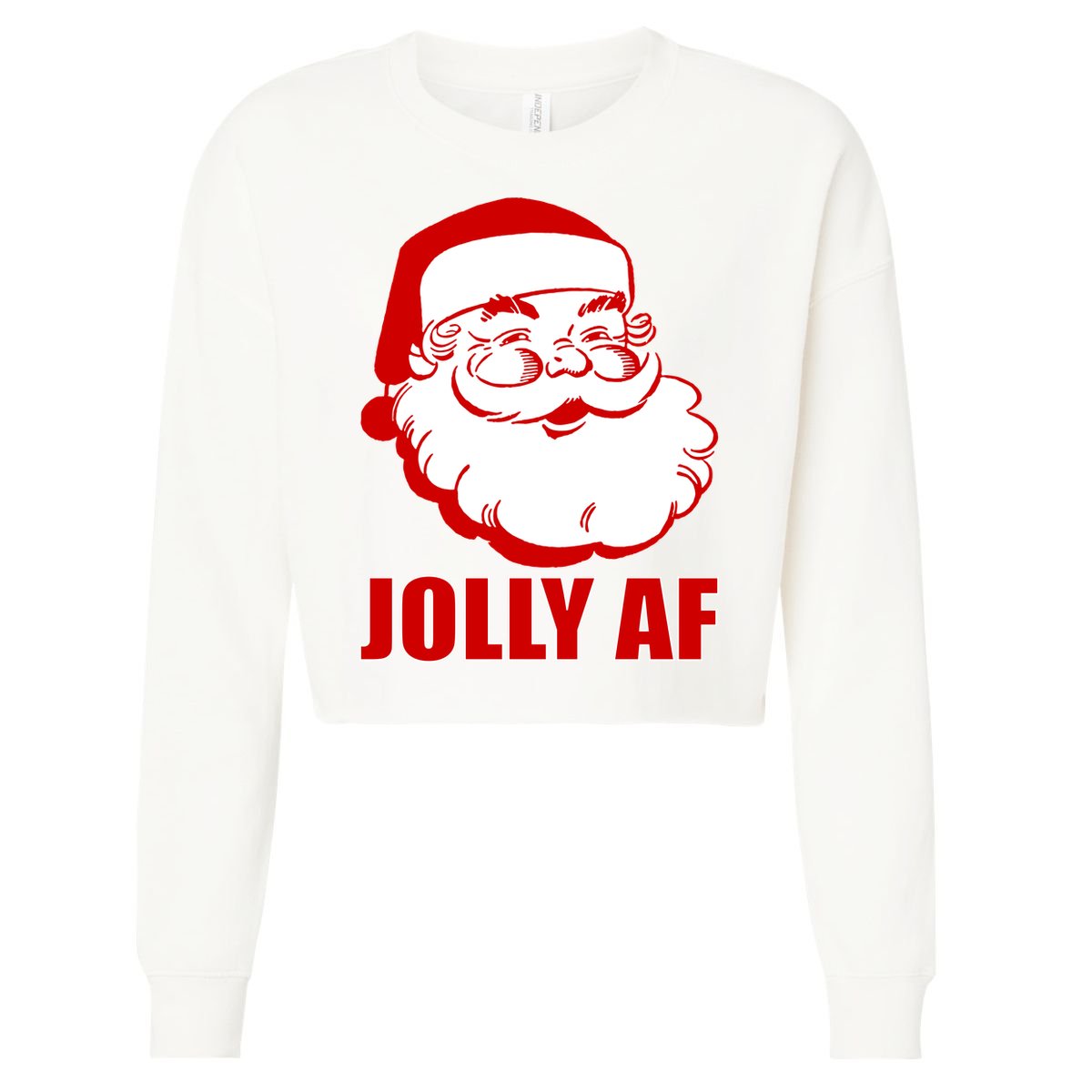 Jolly AF Santa Christmas Cropped Pullover Crew