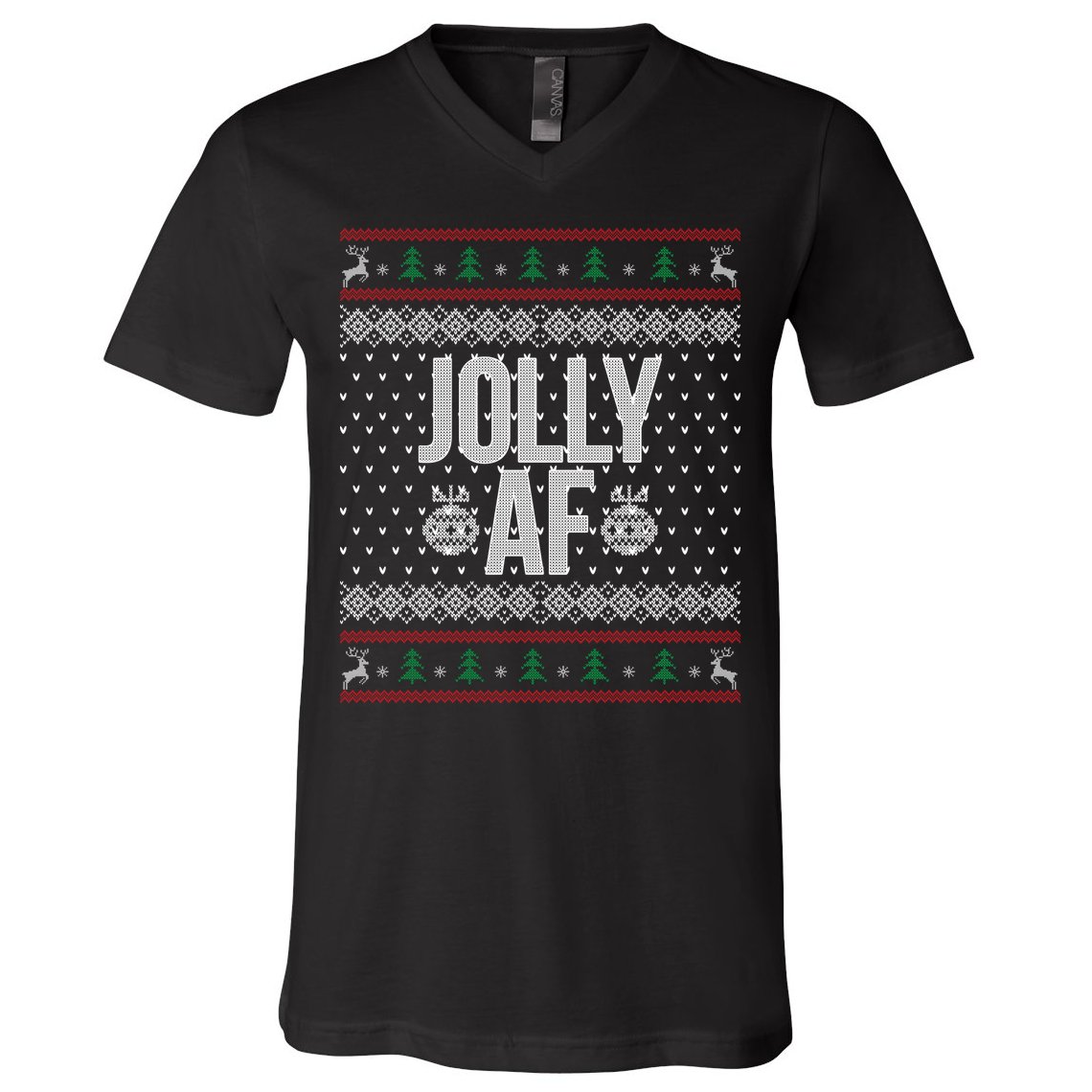 Jolly AF Ugly Christmas V-Neck T-Shirt