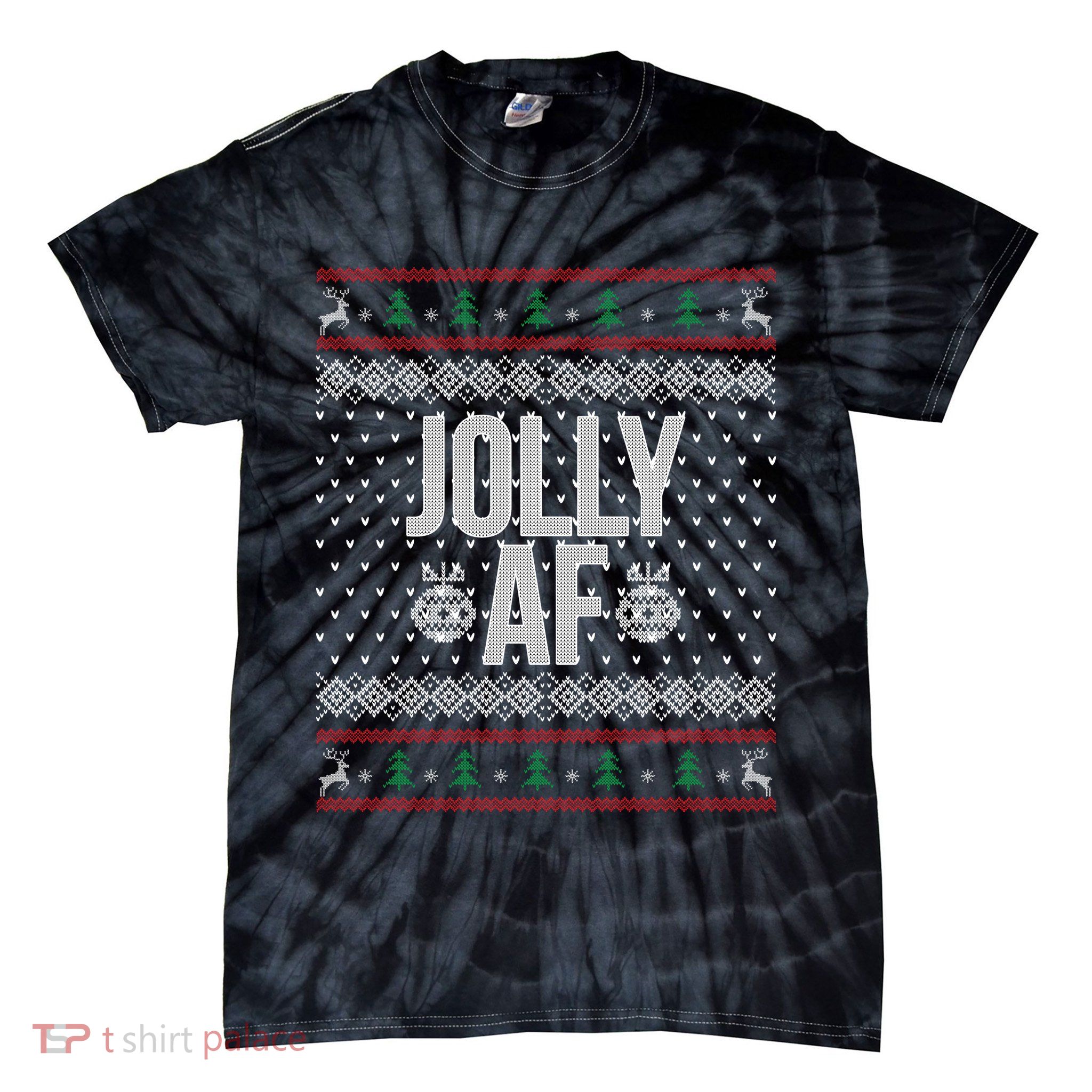 Jolly AF Ugly Christmas Tie-Dye T-Shirt