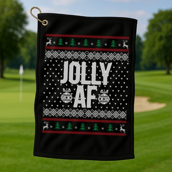 Jolly AF Ugly Christmas Golf Towel