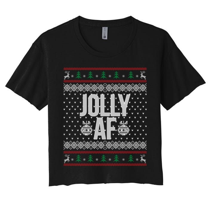 Jolly AF Ugly Christmas Women's Crop Top Tee